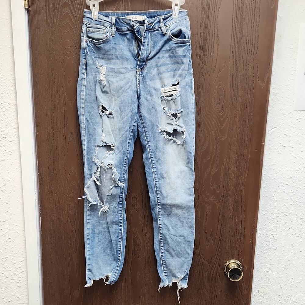 Cello Ripped Light Blue Ankle Jeans